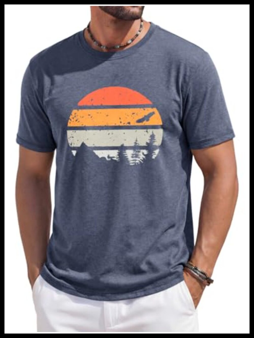 Men's Short Sleeve Graphic T-Shirt Casual Beach Tee Loose Fit
